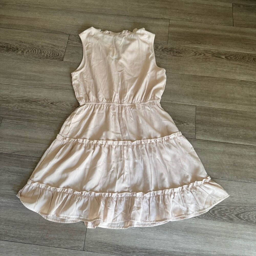 Cupshe NWT Refined Ruffle Beige Mini Dress Sz M Western Mediterranean Vacation - Picture 4 of 16